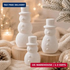 Rattanview 3 Pcs Christmas Terracotta Snowman Figurines Rustic Snowman Decoratio picture