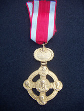 WWI RARE VATICAN PAPAL LATERAN CROSS MEDAL POPE LEO XIII GILT BRONZE RIBBON picture