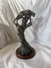 Primal Visions Mtn Vision Cougar Resin Sculpture w/ Wood Base - Kitty Cantrell  picture