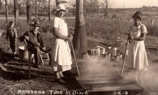 Vintage RPPC Family Women Making Syrup