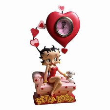 Betty Boop Figurine with Pudgy on Couch and Heart Clock picture
