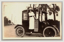 RPPC ~ Early Auto Rauch & Lang Electric Car Brass era picture