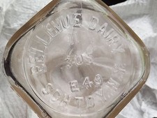 VINTAGE 1949 BELLEVUE DAIRY SCHENECTADY NY 1/2 HALF PINT MILK BOTTLE picture