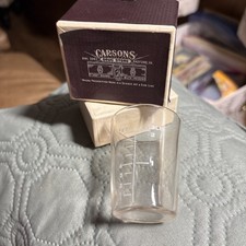 Vtg RARE Carson’s Drug Store Radford VA Medicine Measuring Glass Pharmacy Box picture