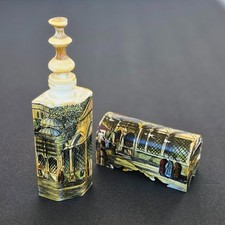 Antique Italian Painted Camel Bone Perfume Bottle & Box Venetian Scene picture