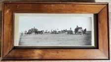 Antique 1900s Framed Kansas Hay Baling Photo Ice Cream Cart Yates Center Durand picture