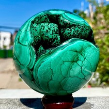 2.2LB Natural Malachite Quartz Sphere Energy Crystal Ball Reiki Gift Decor Gem picture