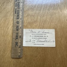 Vintage 1949 Rochester NY Dr F J Crimmings Medical Appointment Business Card picture