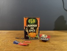 Vintage IGA Pumpkin Pie Spice Tin Quaker Oats Turmeric Overlabel Advertising picture