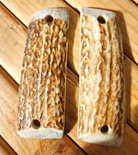 Elk horn 1911 Handle Scales Pair White/Brown  picture
