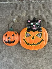 Lot of 2 Vintage 1999 Paper Magic Halloween Black Cat/Jack o lantern hanging  picture