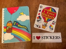 Vintage 1980s I Love Stickers Rainbow Sticker Album with Pockets BJ Sticker Lot picture