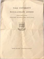 1954 Original YALE UNIVERSITY Commencement Notices Paper picture