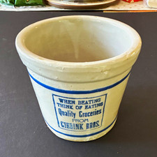 Vintage Red Wing Advertising Beater Jar Giebink Bros Waupun Wis WI Blue Band picture