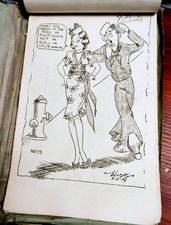Vtg 1939-40 USS LEXINGTON PRESS newsletters + ORIGINAL ART Fleet Problem XX picture
