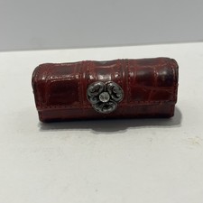 Vintage Brighton Croc-Embossed Leather Lipstick Holder with Mirror picture