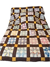 Vintage Handmade Star Quilt 85 X 73 Small Signs Of Wear Plenty Of Use Left picture
