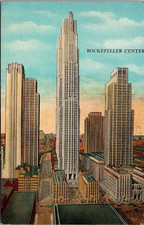 Rockefeller Center Panoramic View Skyscrappers New York City c1930 Postcard picture
