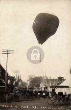 1908 Seville Ohio Fair Balloon Ascension Street Scene RPPC Photo Postcard COPY picture