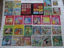 Vintage Lot of 16 Disney Audio Cassette Tapes and 26 Disney Story Books for Kids picture