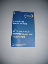 TRIUMPH MOTORCYCLE OWNERS MANUAL BONNEVILLE 750 & TIGER 750-USA EDITION picture