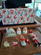 Antique Mixed Lot Christmas Decor & Ornaments 1940’s - 60’s And Box picture