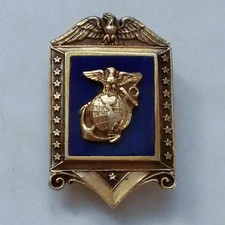 WWII VTG Sterling & Enamel US Marine Corps Insignia