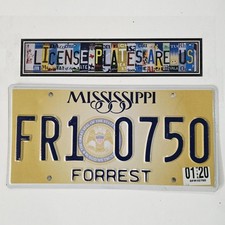 2020 Mississippi State Seal License Plate 🔥 MS Forrest County FR1 0750 picture