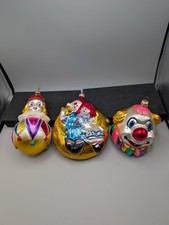 Vintage Kurt Adler Polonaise Komozja Glass Ornaments Lot (3) Raggedy Ann Clown picture
