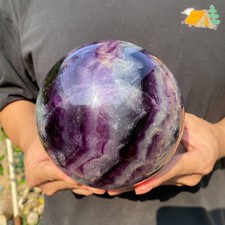 8.7lb Natural Colorful Fluorite Crystal Ball Sphere Polished Healing Decor Gift picture