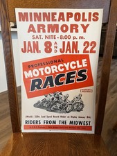 Vintage Minneapolis Armory Professional Motor Tackle Racing Poster Sign MN Wow picture