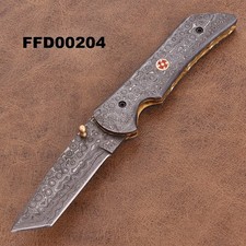 SHARD™ Custom Hand Forged Damascus Steel Lockback Folding Pocket Knife W/Sheath picture