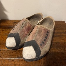 Vintage Dutch Style Wooden Adult Clog Shoe Handcarved Folk Art Painted Decor picture