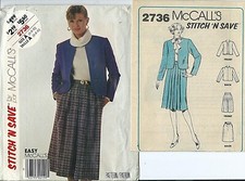 M 2736 sewing pattern Cardigan JACKET Classy SKIRT sew TRENDY sizes 6,8,10 UNCUT picture
