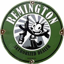 VINTAGE REMINGTON PORCELAIN SIGN AMMO 12 GAUGE SHOT GUN SHELLS BIRD HUNTING DOG picture