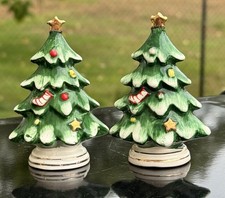 Vintage Lefton Christmas Tree Salt & Pepper Shaker Set - O54/96 picture