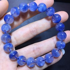 10.2MM top Gem Natural blue Rutilated quartz crystal energy bracelet picture