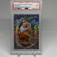 BASHFUL 2024 Topps Chrome Disney #9 BLACK & WHITE SPECKLE /101 PSA 9 Mint picture