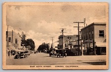 East Sixth Street Corona Cal Old Cars Drugs Newton Norco C1910's Postcard P6 picture