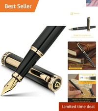 Black Fountain Pen,Stunning Luxury Pens with 24K Gold Accents, Gorgeous 24K G... picture