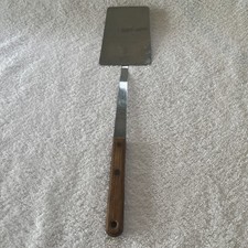 Vintage Mel Jax Stainless Steel Flat Spatula Wood Handle USA EUC. 14”. TH picture