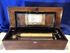 1885 Large Vintage Antique Key Wind swiss cylinder music box ,12 Airs Song picture