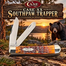 Very Rare Case XX Southpaw Trapper Knife Left Hand Open Bomb Shield Nice One picture