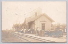Hersher Illinois Train Station RPPC Postcard 1907 Dated Railroad Depot SCARCE picture