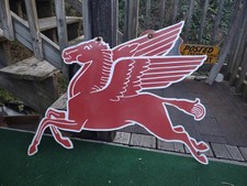 Vintage Large Mobil Mobilgas Pegasus Gas Oil Auto Service Station Porcelain Sign picture