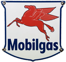 VINTAGE MOBILOIL PORCELAIN SIGN DEALERSHIP GAS STATION MOBIL MOTOR OIL PEGGY picture