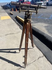 Antique W. & L.E. Gurley Brass Field Level Surveyer w/Original Wood Tripod Stand picture