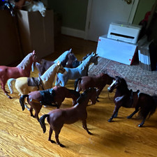 Breyer Plastic Model Horses Mixed Lot with Saddles & Bridles - Various Colors picture