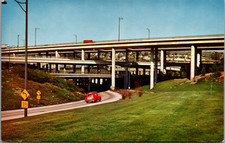 Los Angeles Four Level Interchange Freeway System Postcard Mike Roberts picture