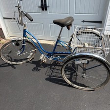 Vintage 1980 Schwinn Town and Country Tricycle Bike Blue Tri Wheel BR560486 AT2- picture